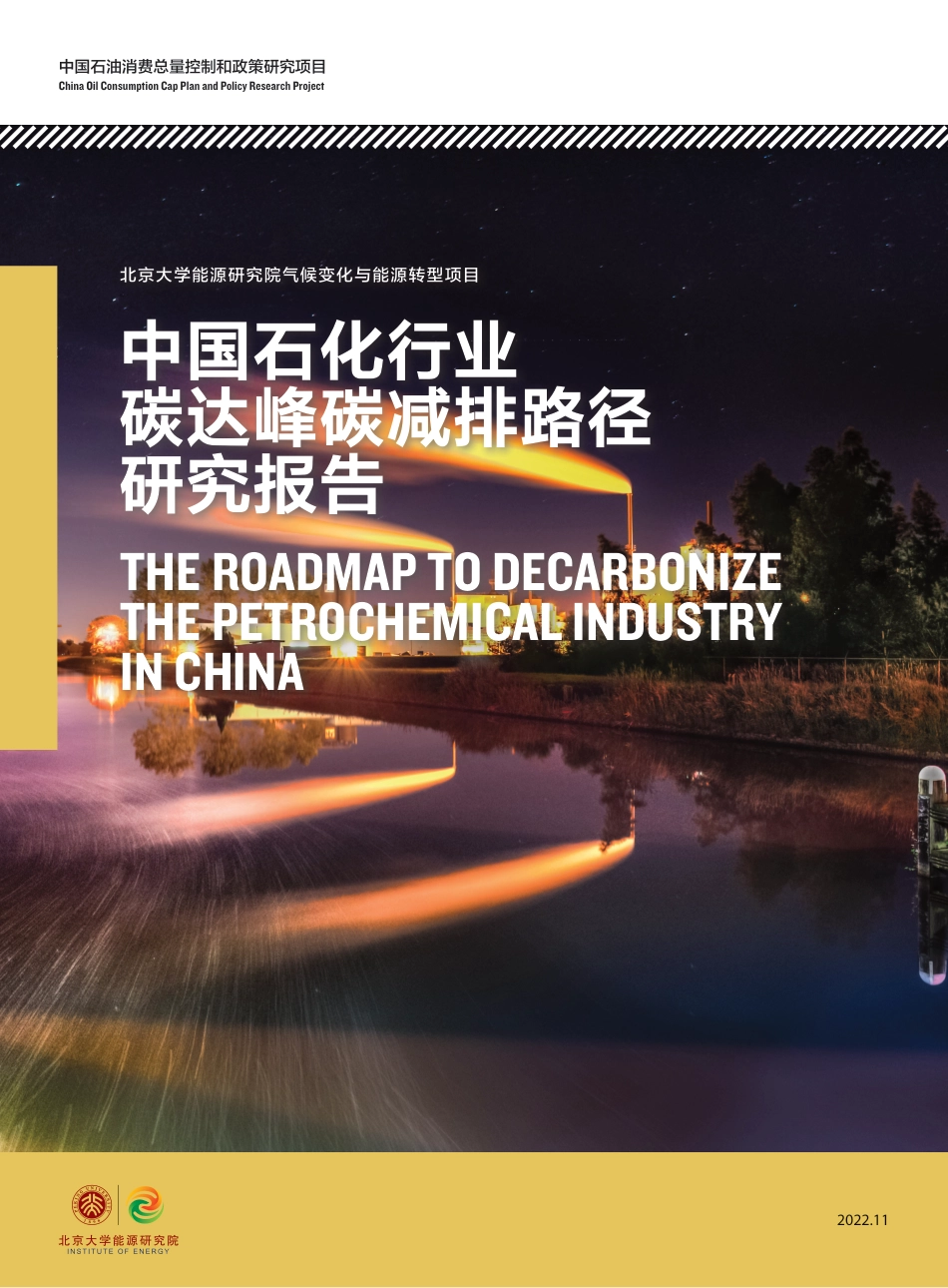 中国石化行业碳达峰碳减排路径研究报告-北京大学能源研究院_第1页