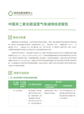 中国非二氧化碳温室气体减排综述报告---绿色创新发展中心
