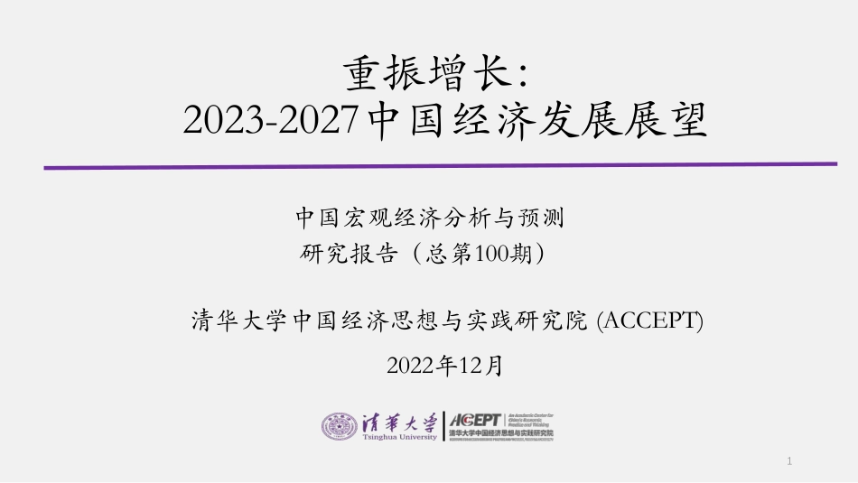重振增长：2023-2027中国经济发展展望-清华大学_第1页