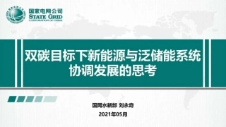 双碳目标下新能源与泛储能系统协调发展的思考