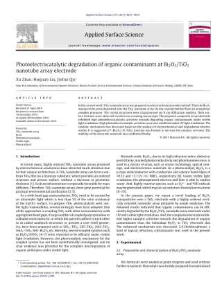 Photoelectrocatalytic degradation of organic contaminants at Bi 2 O 3 TiO 2 nanotube array electrode