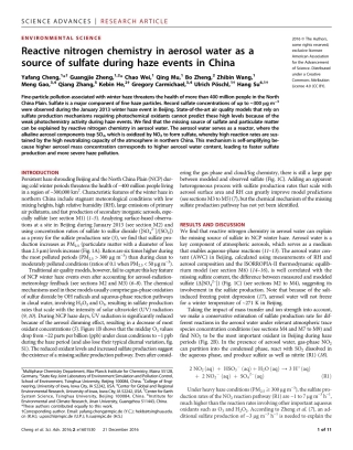 Reactive nitrogen chemistry in aerosol water as a source of sulfate during haze events in China-Kebin H