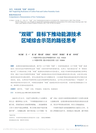 “双碳”目标下推动能源技术区域综合示范的路径思考