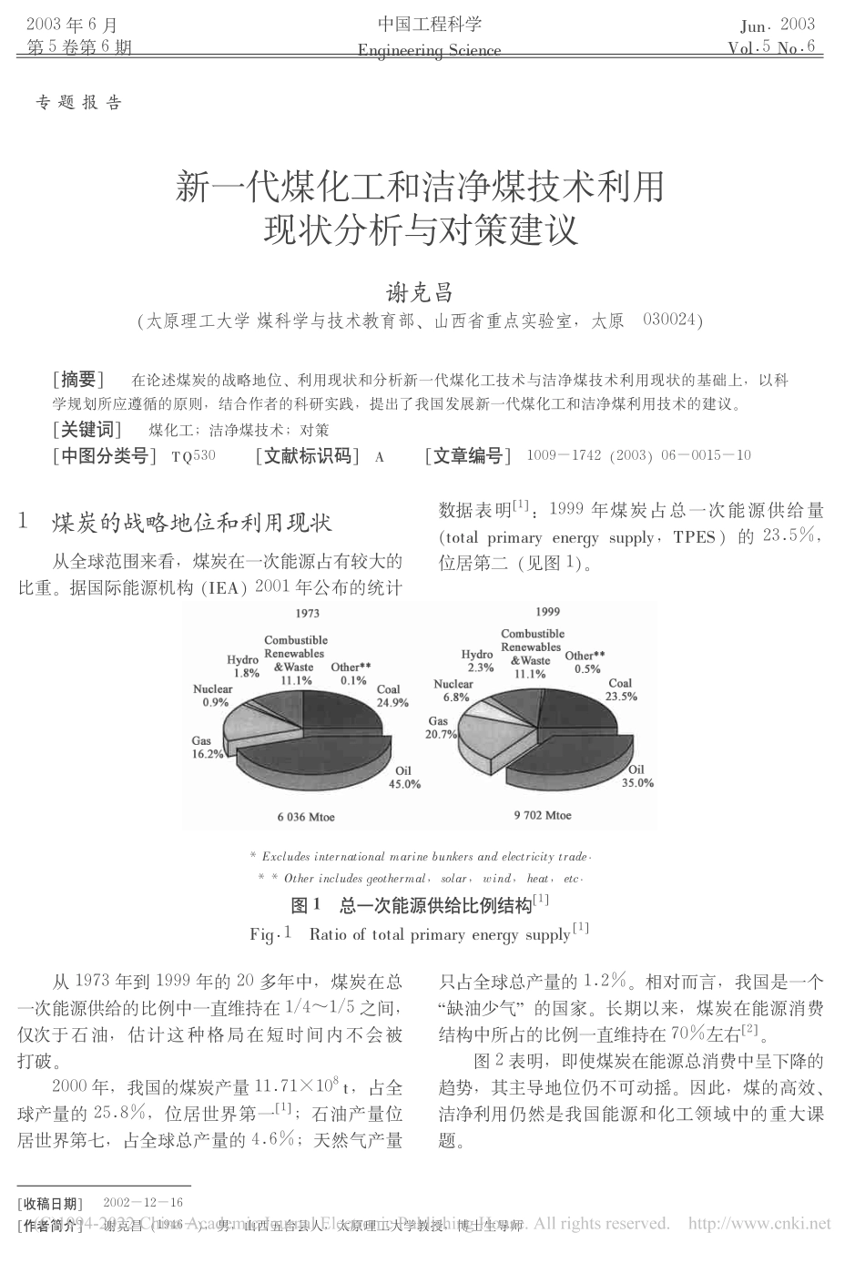 新一代煤化工和洁净煤技术利用现状分析与对策建议_谢克昌_第1页