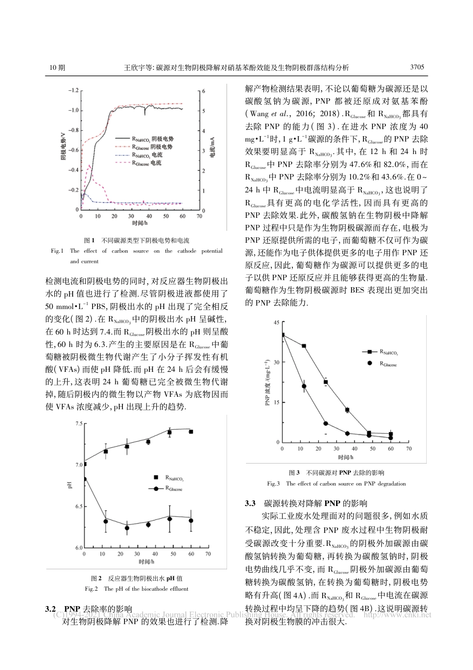 碳源对生物阴极降解对硝基苯酚效能及生物阴极群落结构分析_第3页