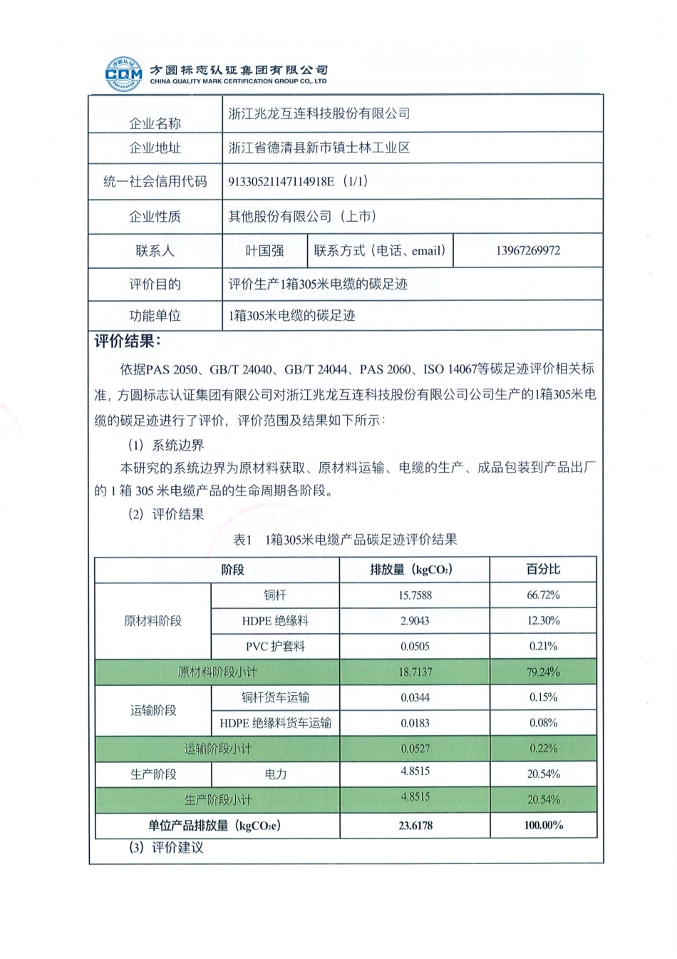 【电缆】浙江兆龙互连科技股份有限公司产品碳足迹评价报告_第2页
