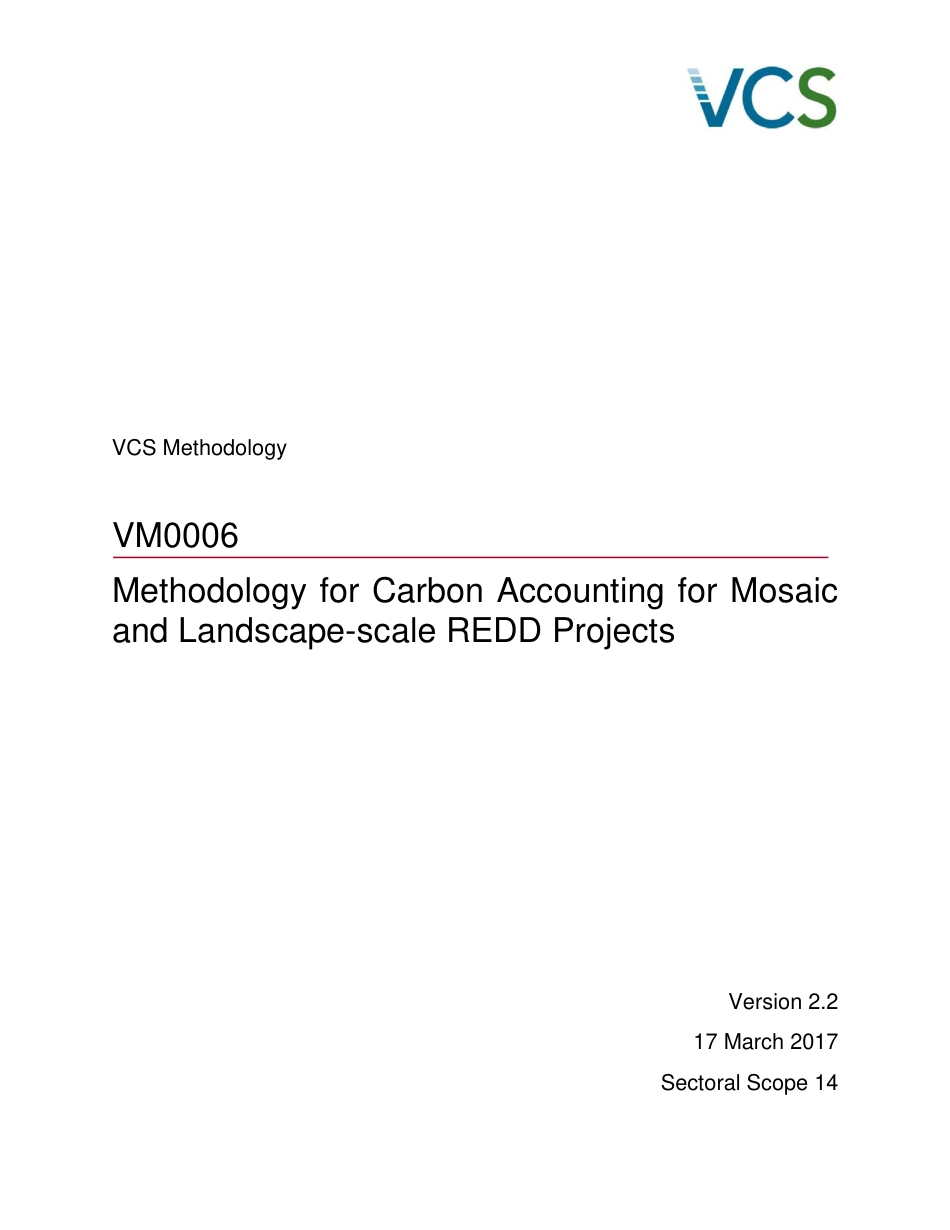 VM0006-Mosaic和景观规模降排项目碳核算方法学_第1页