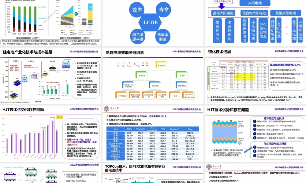 2022光伏技术现状与发展趋势