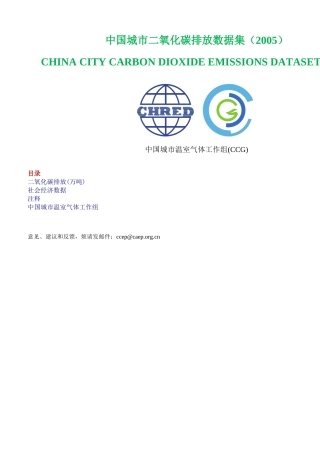 中国城市二氧化碳排放数据集（2005）