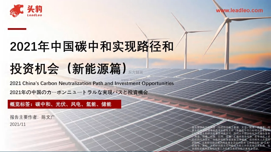 2021年中国碳中和实现路径和投资机会（新能源篇）-头豹研究院_第1页