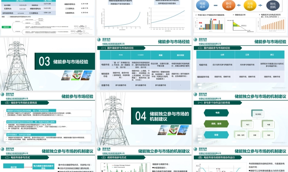 促进储能参与的电力市场机制探索