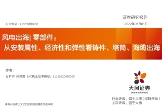 风电出海：从安装属性、经济性和弹性看铸件、塔筒、海缆出海-天风证券