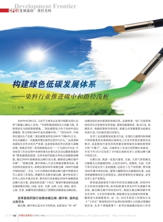 构建绿色低碳发展体系——染料行业推进碳中和路径浅析_王伟