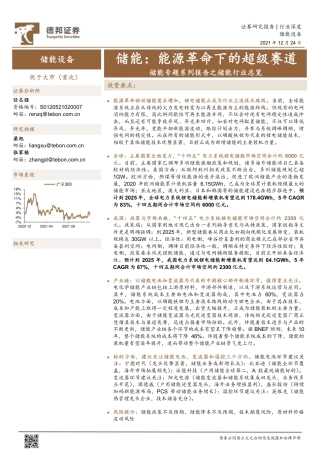 06 储能专题系列报告之储能行业总览，储能，能源革命下的超级赛道