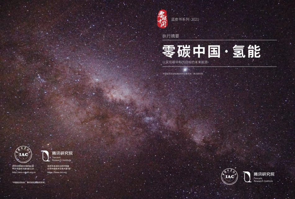 2021零碳中国·氢能蓝皮书—执行摘要_第1页