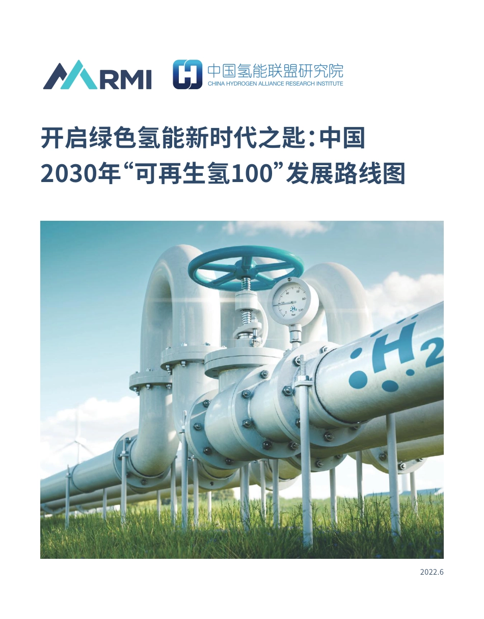 开启绿色氢能新时代之匙中国2030年-“可再生氢100”发展路线图_第1页