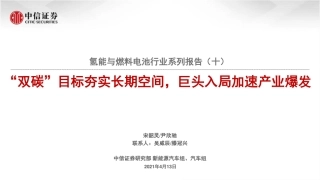 氢能与燃料电池行业系列报告（十）：“双碳”目标夯实长期空间，巨头入局加速产业爆发-中信证券(23页)
