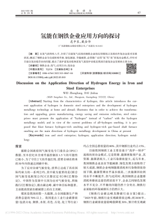 氢能在钢铁企业应用方向的探讨_危中良