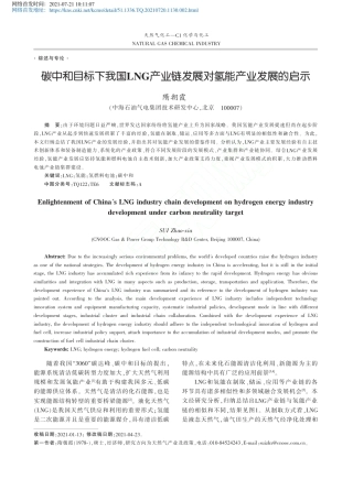 碳中和目标下我国LNG产业链发展对氢能产业发展的启示