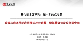 量化基本面系列：碳中和热点专题，政策与成本带动应用模式冲云破雾，绿氢蓄势待发攻坚碳中和-20220112-中信证券-17页