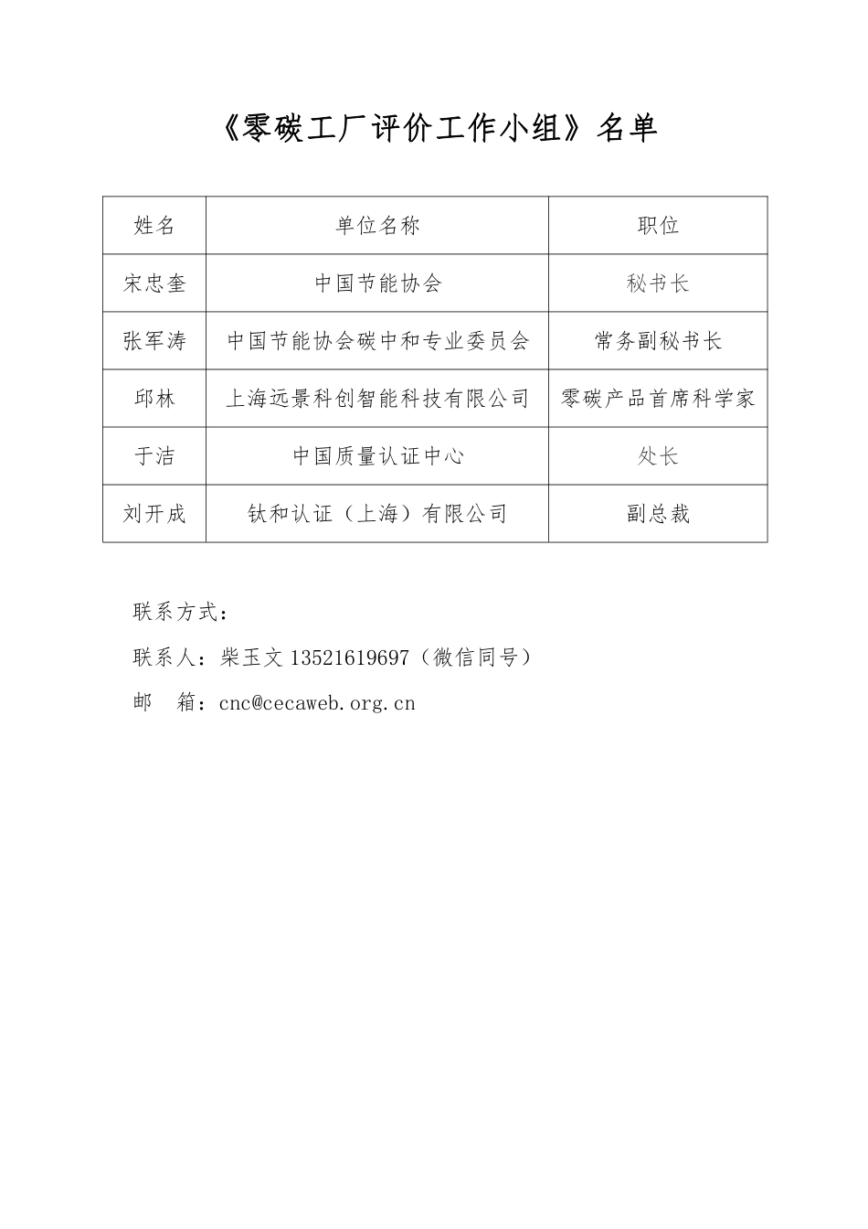 《零碳工厂评价工作小组》名单_第1页