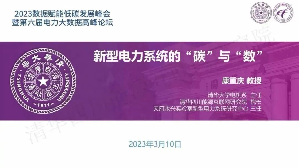 新型电力系统的“碳”与“数”---清华大学_第1页