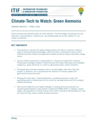 气候技术值得关注：绿色氨（英）--ITIF