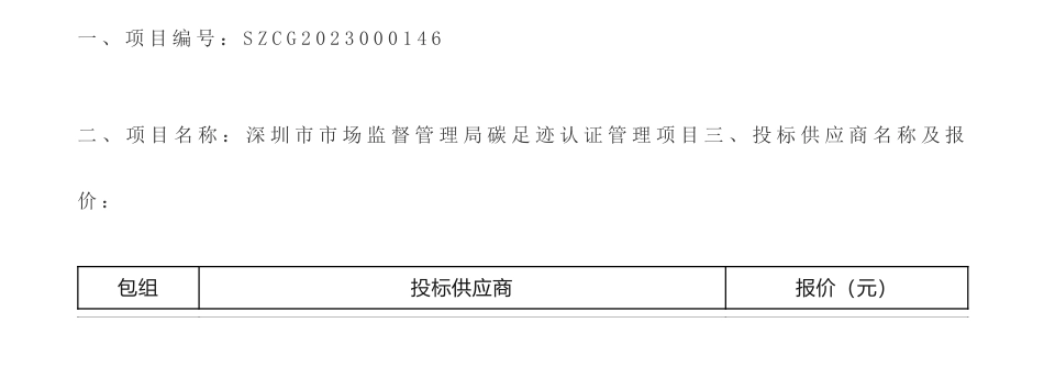 【中标】碳足迹1229万-深圳市市场监督管理局碳足迹认证管理项目中标（成交）结果公告-深圳市计量质量检测研究院_第1页