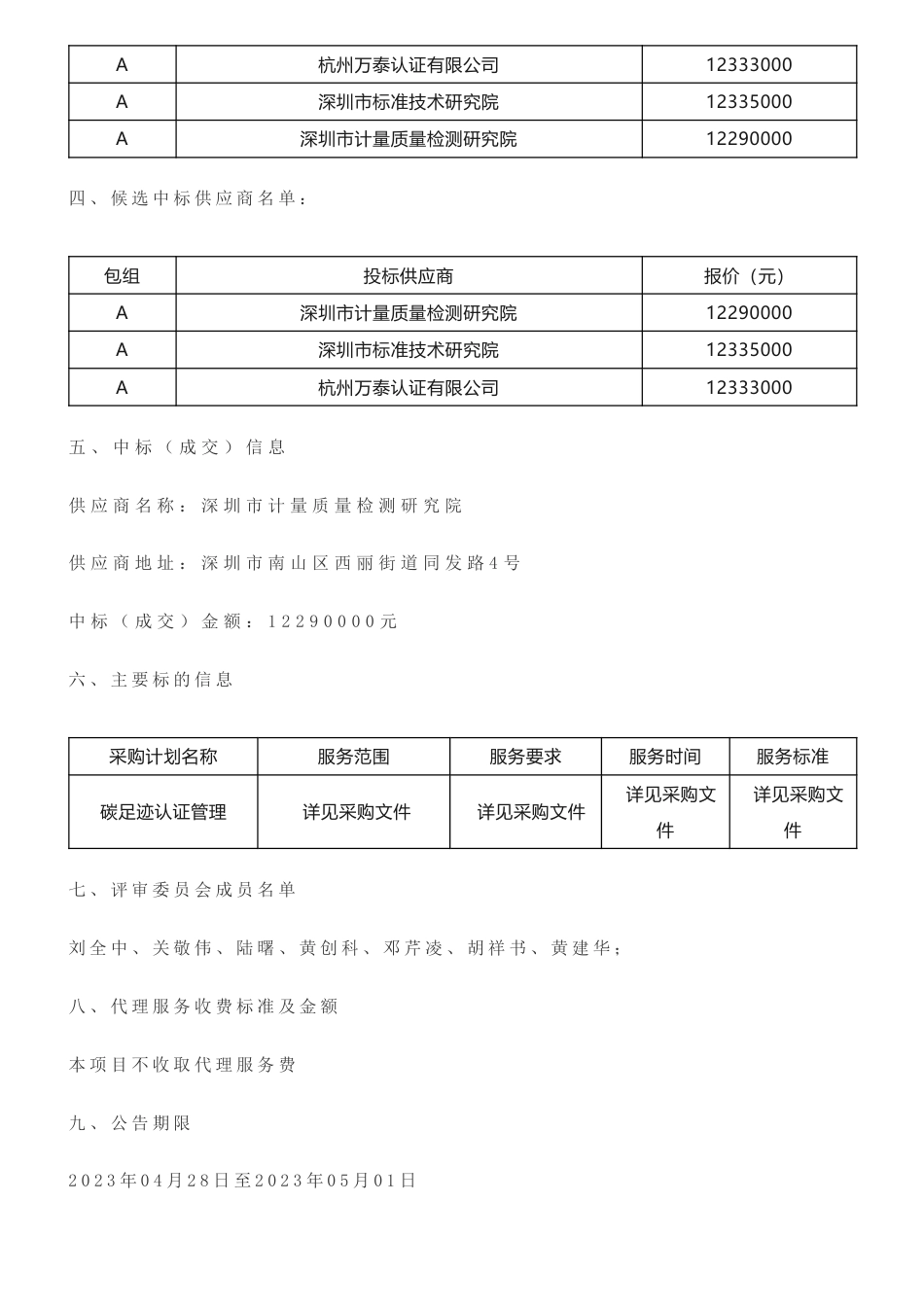 【中标】碳足迹1229万-深圳市市场监督管理局碳足迹认证管理项目中标（成交）结果公告-深圳市计量质量检测研究院_第2页