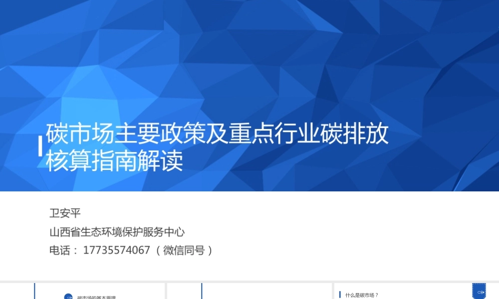 碳市场主要政策及重点行业碳排放核算指南解读