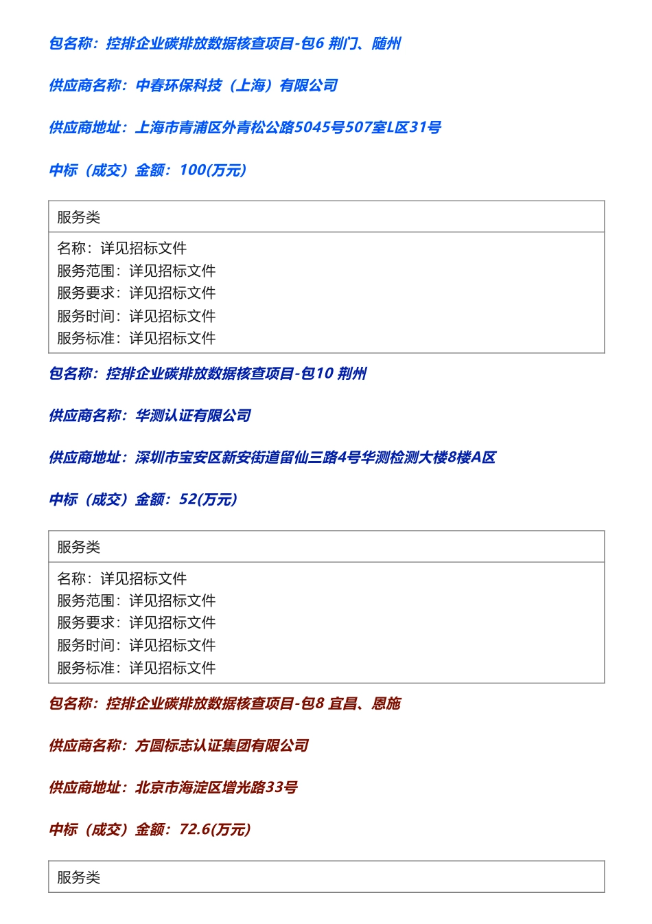 【中标】碳核查999.36万-湖北省生态环境厅控排企业碳排放数据核查项目中标(成交)结果公告-中节能咨询有限公司等10家企业_第3页
