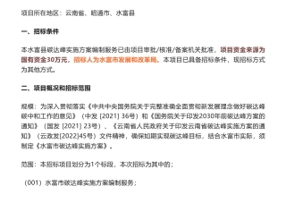 【招标】碳方案30万-云南省昭通市水富县碳达峰实施方案编制服务-水富市发展和改革局