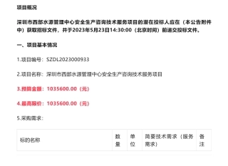 【招标】碳足迹103万-深圳西部水务系统碳足迹核算及绿色低碳发展实施方案研究招标公告-深圳市西部水源管理中心