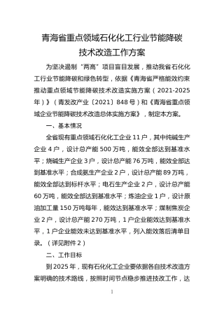 4.青海省重点领域石化化工行业节能降碳技术改造工作