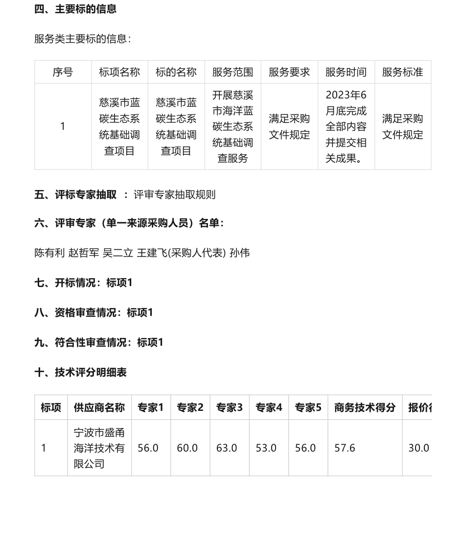【中标】蓝碳45.6万-慈溪市蓝碳生态系统基础调查项目的中标(成交)结果公告-慈溪市自然资源和规划局_第2页