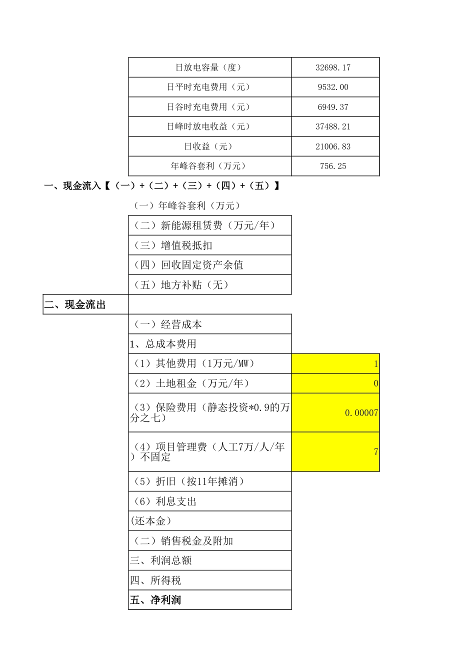 储能电站峰平谷套利测算模板_第2页