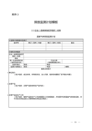碳排放监测计划模板