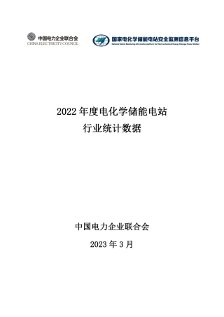 2022年度电化学储能电站行业统计数据