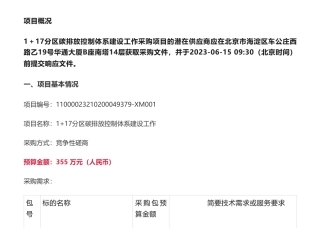 【招标】碳排放355万-北京市发展和改革委员会机关1+17分区碳排放控制体系建设工作竞争性磋商公告