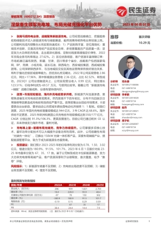 民生证券-涅槃重生领军充电堆，布局光储充强化平台优势