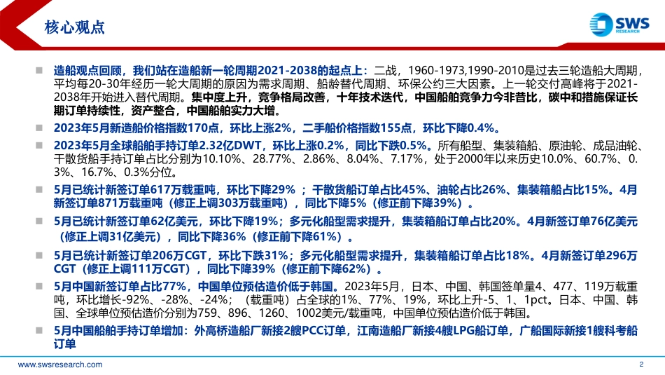 申万宏源-多元化船型需求提升，中国船舶手持订单金额上升_第2页