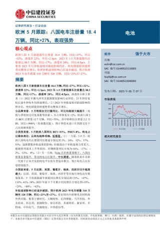 中信建投-八国电车注册量18.4万辆，同比+27%，表现强势