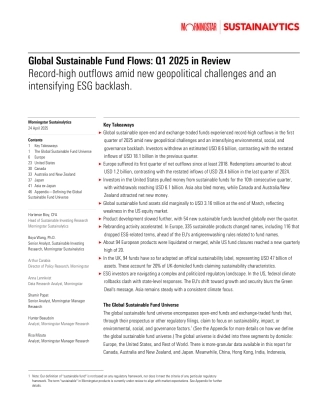 晨星Morningstar：全球可持续基金流动：2025年第1季度回顾（英文版）