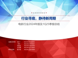 申万宏源：行业寻底，静待新周期——电新行业2024年报及1Q25季报总结