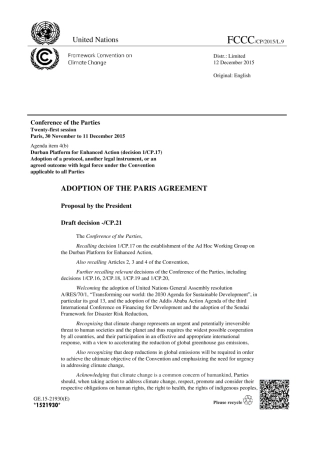 巴黎协定全文（英文版）