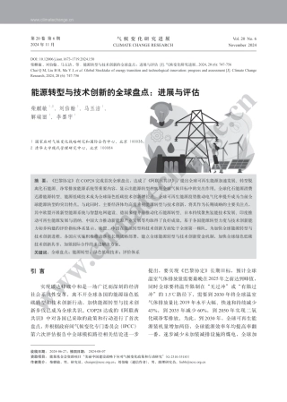 能源转型与技术创新的全球盘点：进展与评估