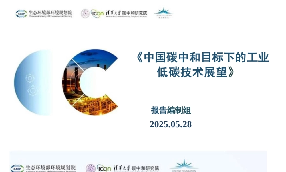 清华大学：中国碳中和目标下的工业低碳技术展望（PPT版）