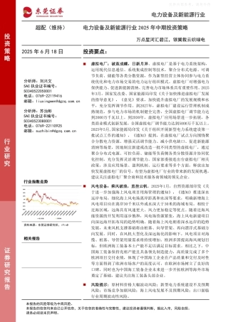 东莞证券：电力设备及新能源行业2025年中期投资策略：万点星河汇碧江，银翼裁云织绿电
