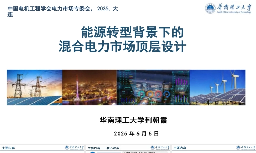 华南理工大学 荆朝霞：能源转型背景下的混合电力市场顶层设计