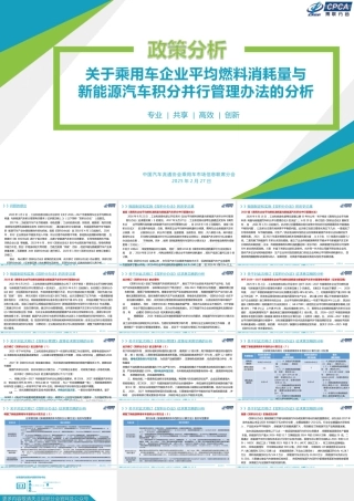乘联分会：关于乘用车企业平均燃料消耗量与新能源汽车积分并行管理办法的分析